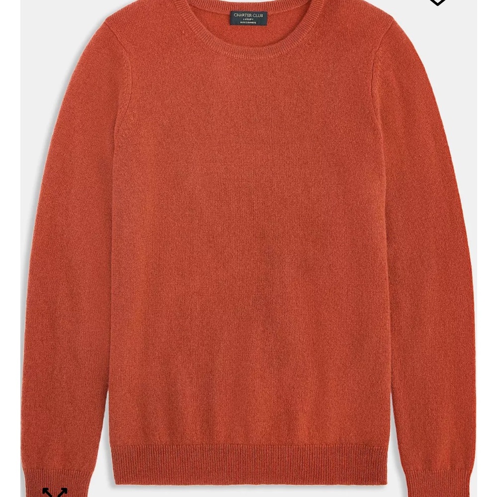 Charter Club Luxury Cashmere Sweater Rust Orange Women's long sleeve crewneck - Picture 6 of 7